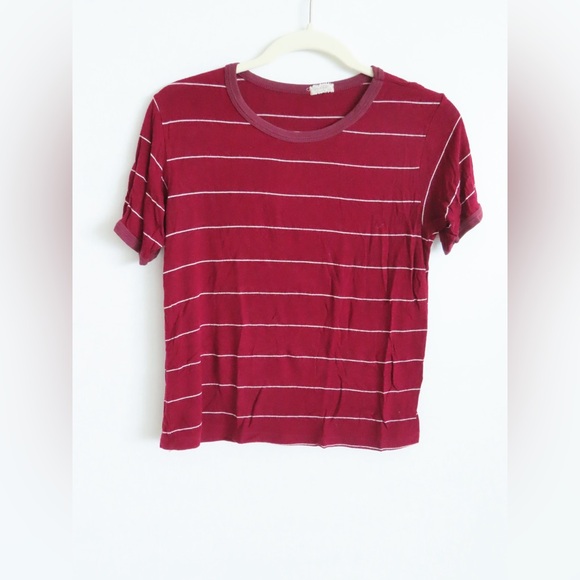 Brandy Melville Tops - Brandy Melville John Galt Maroon and White Striped Top